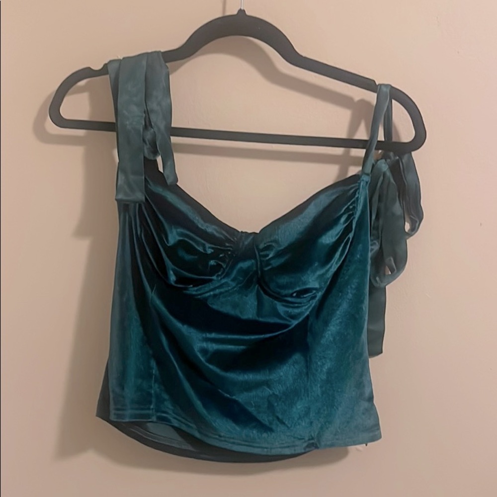 EMERALD TIE STRAP CORSET TOP WITH STRETCH